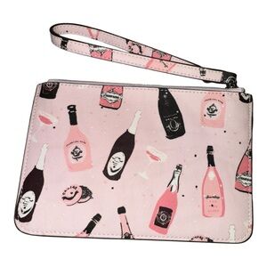 Kate Spade Shore Street Tinie Champagne and Caviar Print Wristlet 5" x 7"